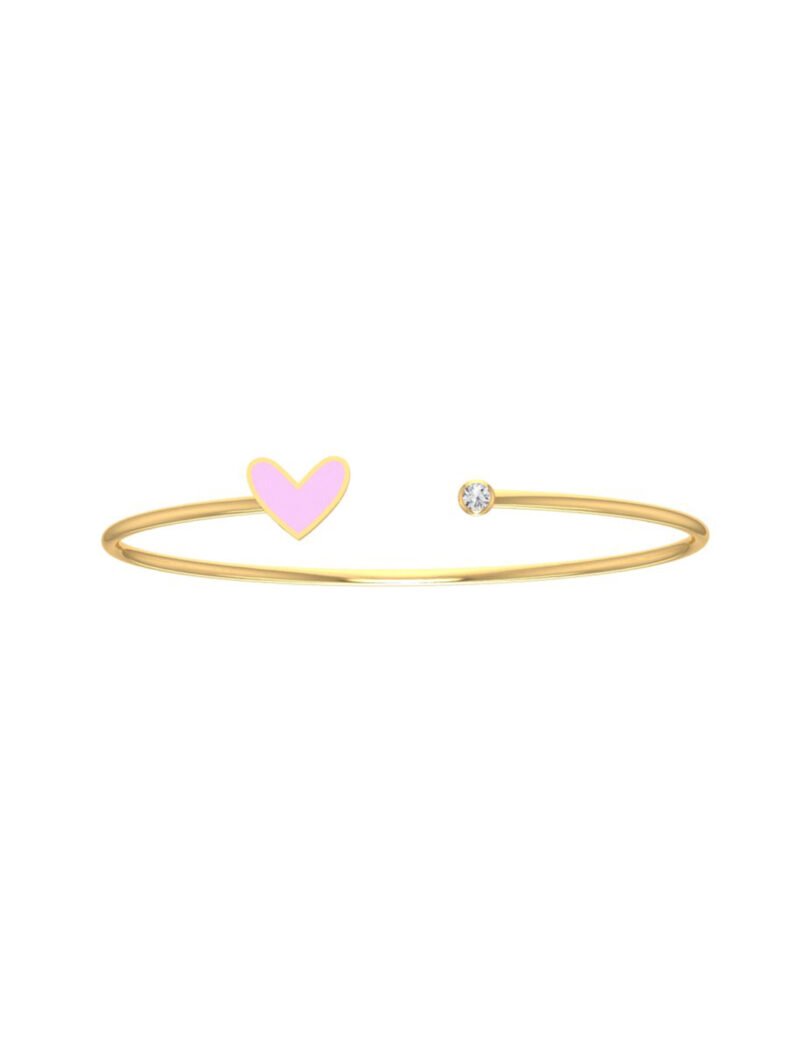18K Gold Heart Sparkle Bangle Flex Bracelet