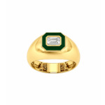 18K Gold Hexagon Gem Signet Ring