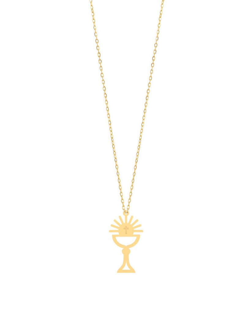 18K Gold Holy Communion Cup Kids Necklace