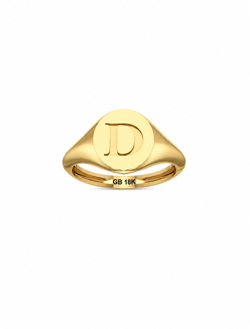18K Gold Large Letter Signet Ring