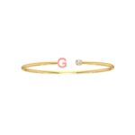 18K Gold Newborn Enamel Initial Open Bangle Flex Bracelet
