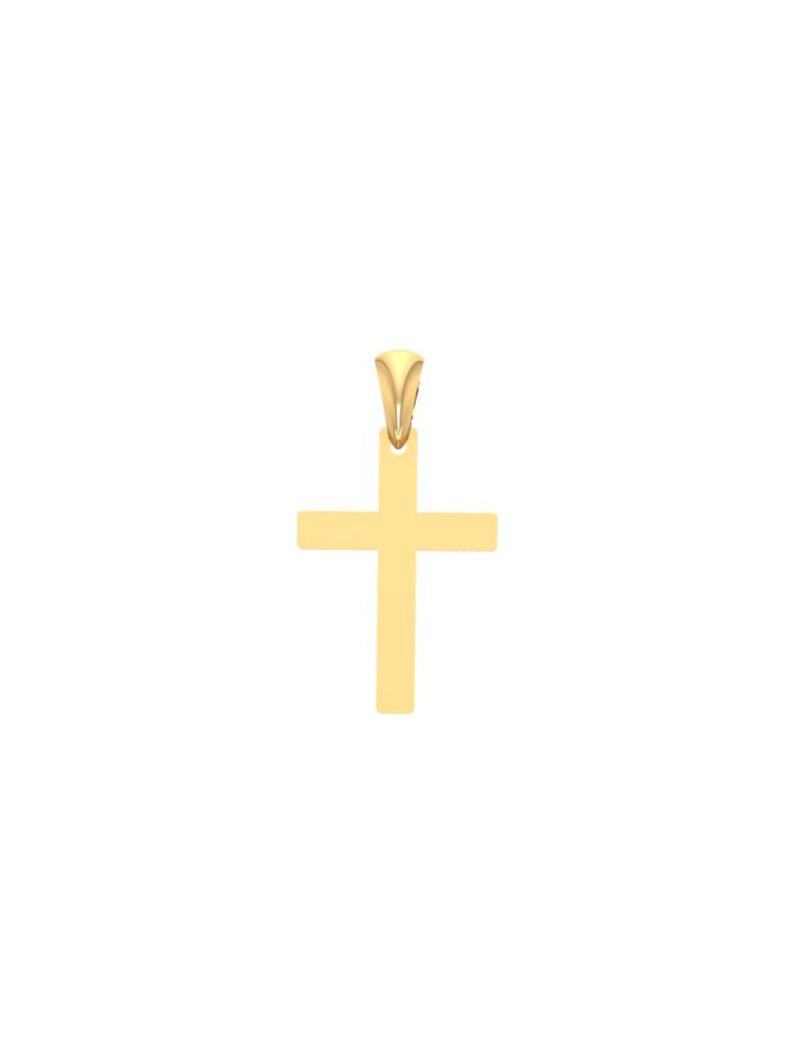 18K Gold Plain Cross Kids Pendant