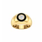 18K Gold Round Gem Signet Ring