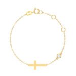 18K Gold Sparkle Cross Kids Bracelet