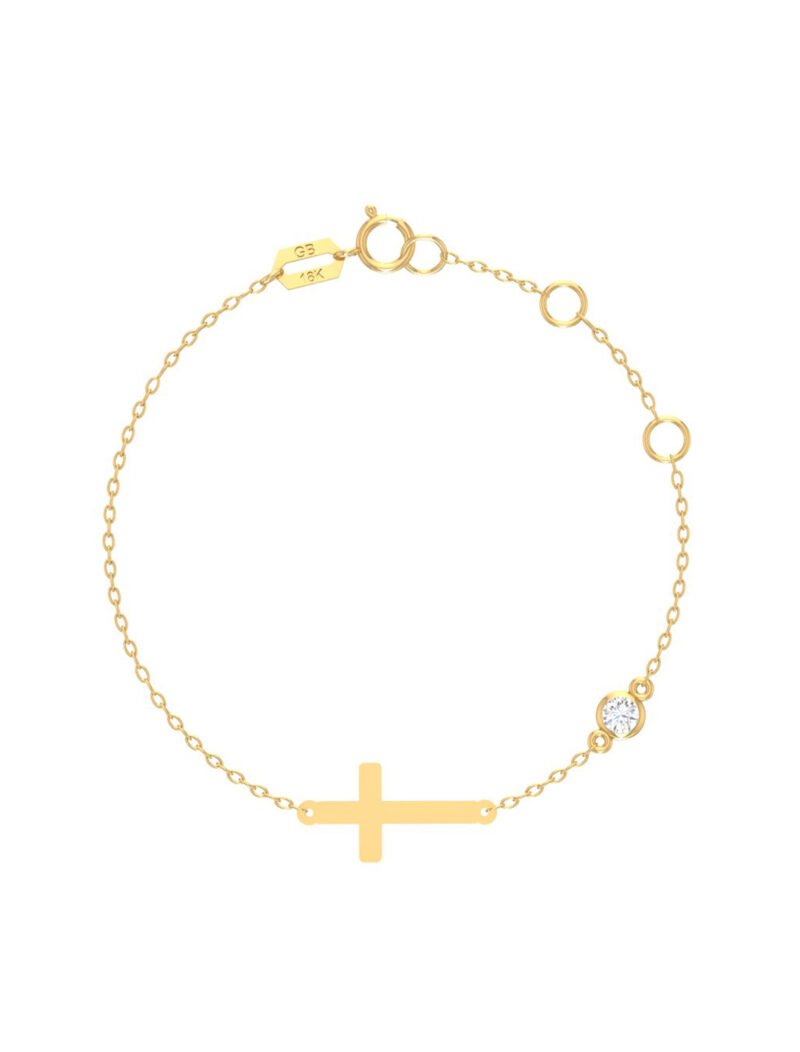 18K Gold Sparkle Cross Kids Bracelet