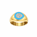 18K Gold Tear Gem Signet Ring