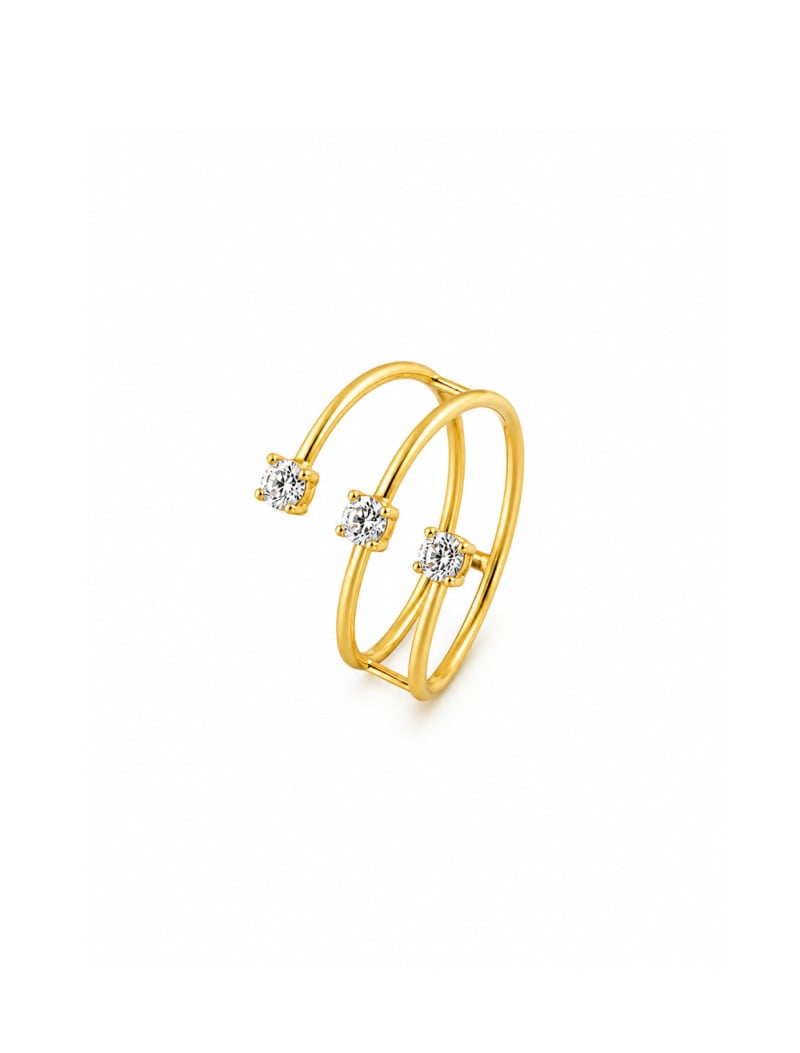 18K Gold Triple Sparkle Ring