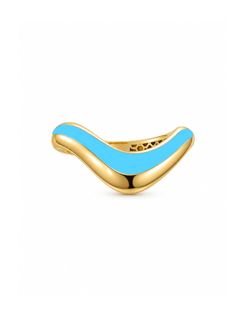 18K Gold Wedge Enamel Ring