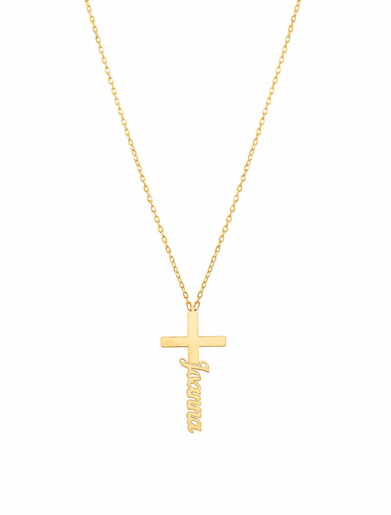 18k gold customized cross necklace