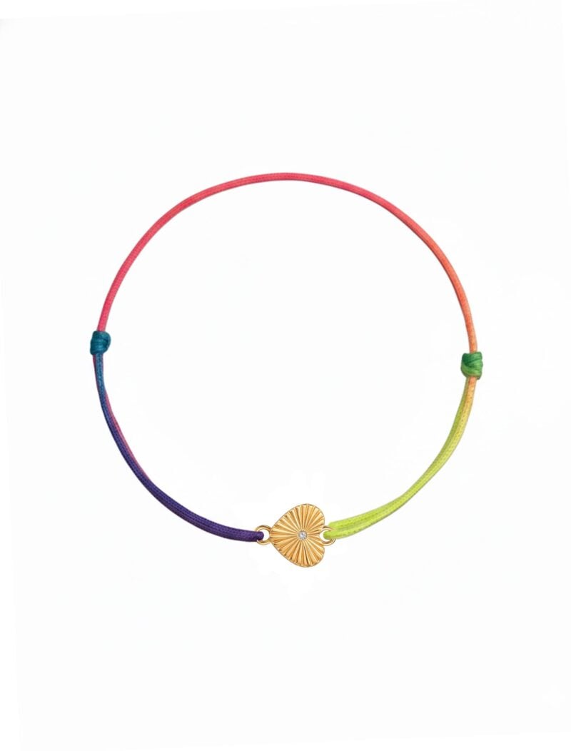 18K Gold Fluted Heart Diamond Bracelet