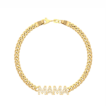 18K Gold Cuban Link Chain Mama Bracelet