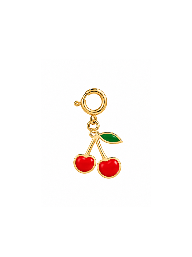 18K Gold Juicy Cherry Charm