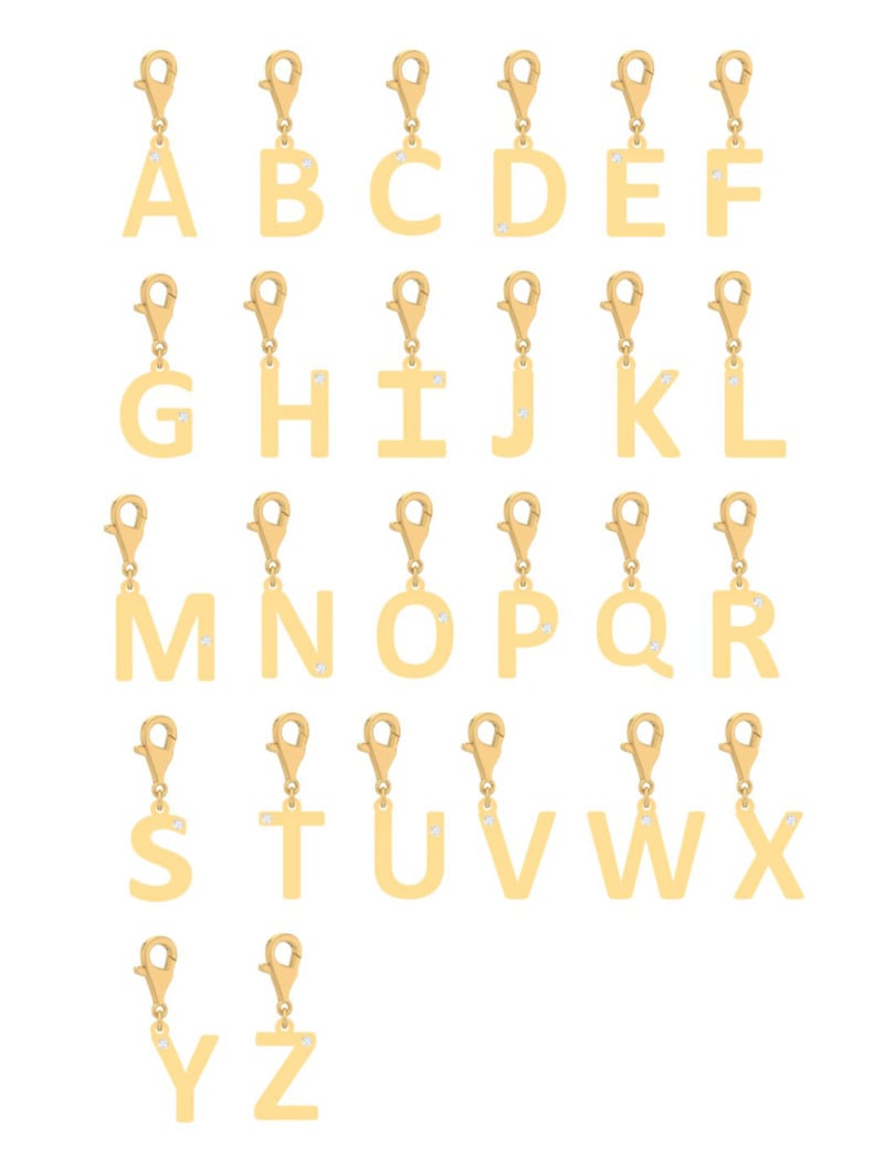 18K Gold Initial Sparkle Charm