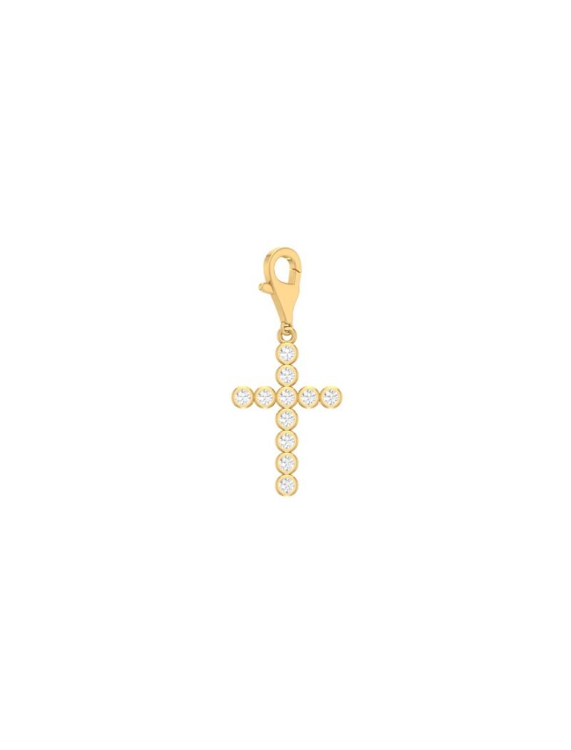 18K Gold Sparkly Cross Charm