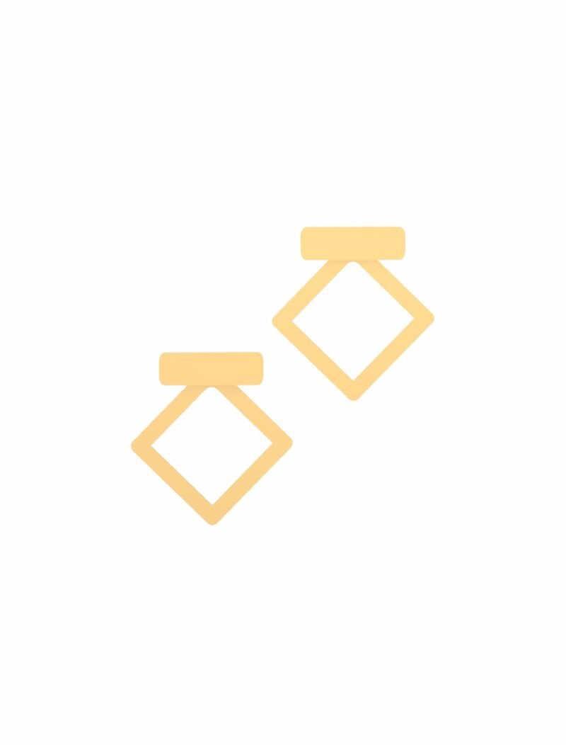 18K Gold Lozenge & Line Dangling Earrings