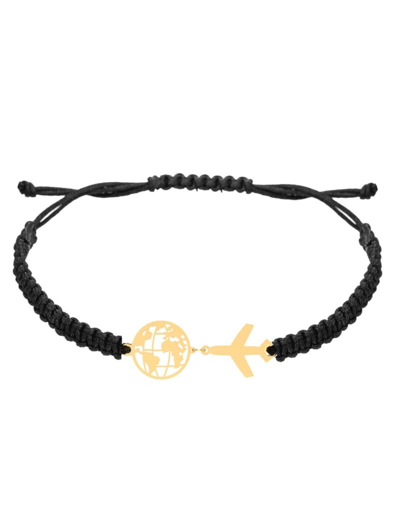 18k Gold Globe Plane Men Bracelet