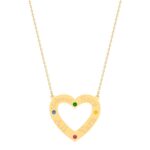 18K Gold Customized Open Heart Birthstone Necklace