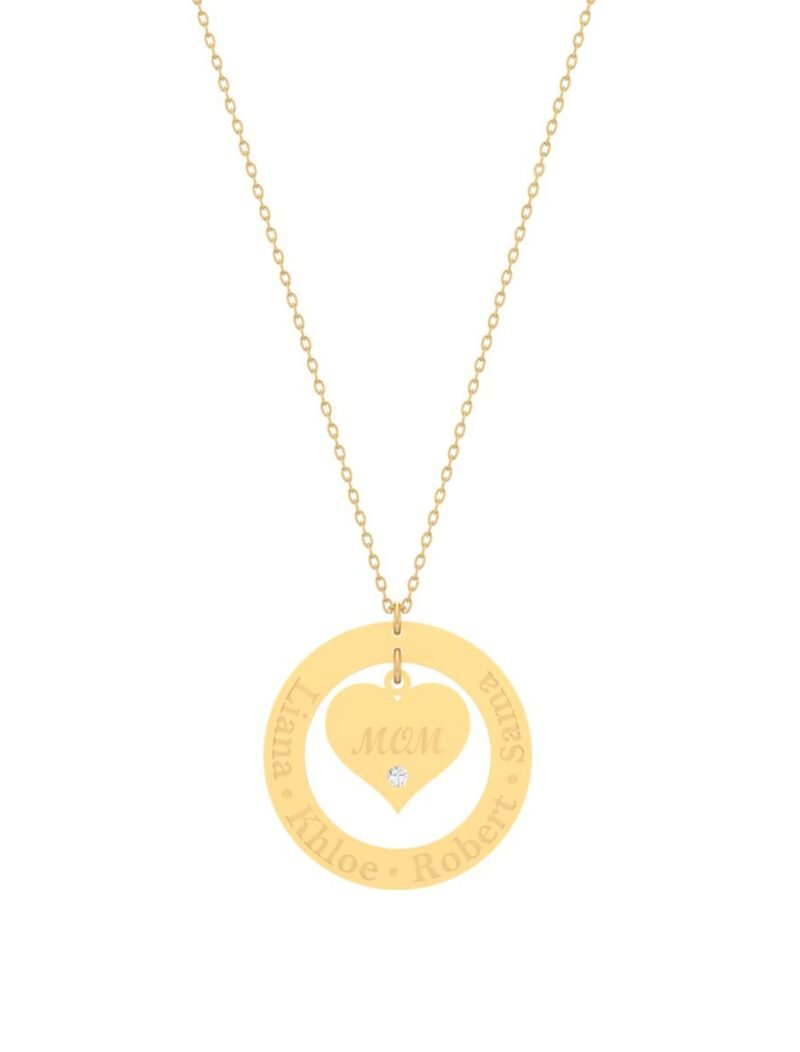 18K Gold Eternal Family Love Diamond Necklace