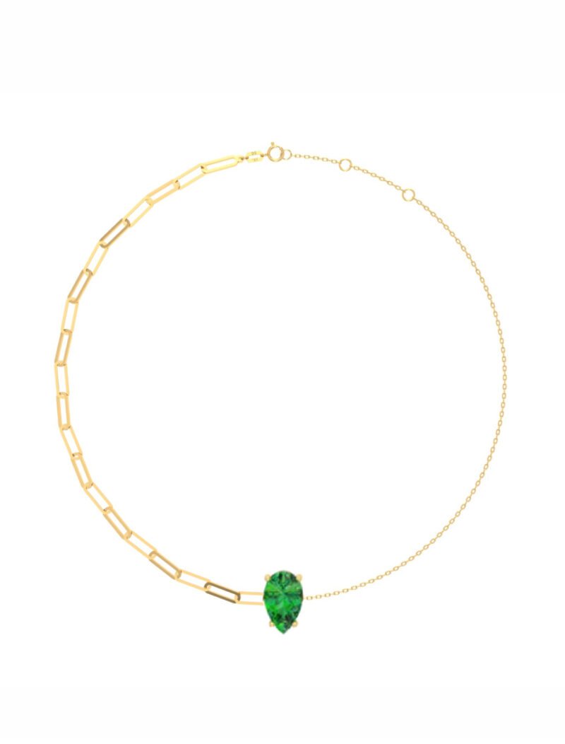 18K Gold Paper Clip Tear Necklace