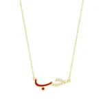 18K Gold Hobb Half Enamel Necklace
