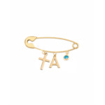 18K Gold Cross & Initial Newborn Safety Pin