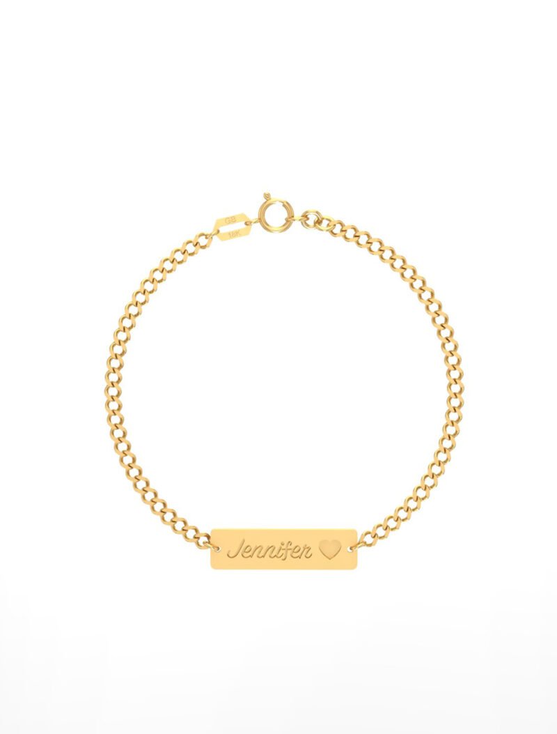 18k Gold Customized Cuban Link Plate Newborn Bracelet
