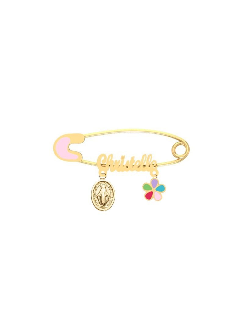 18k Gold Pretty in Pink Newborn Safety Pin