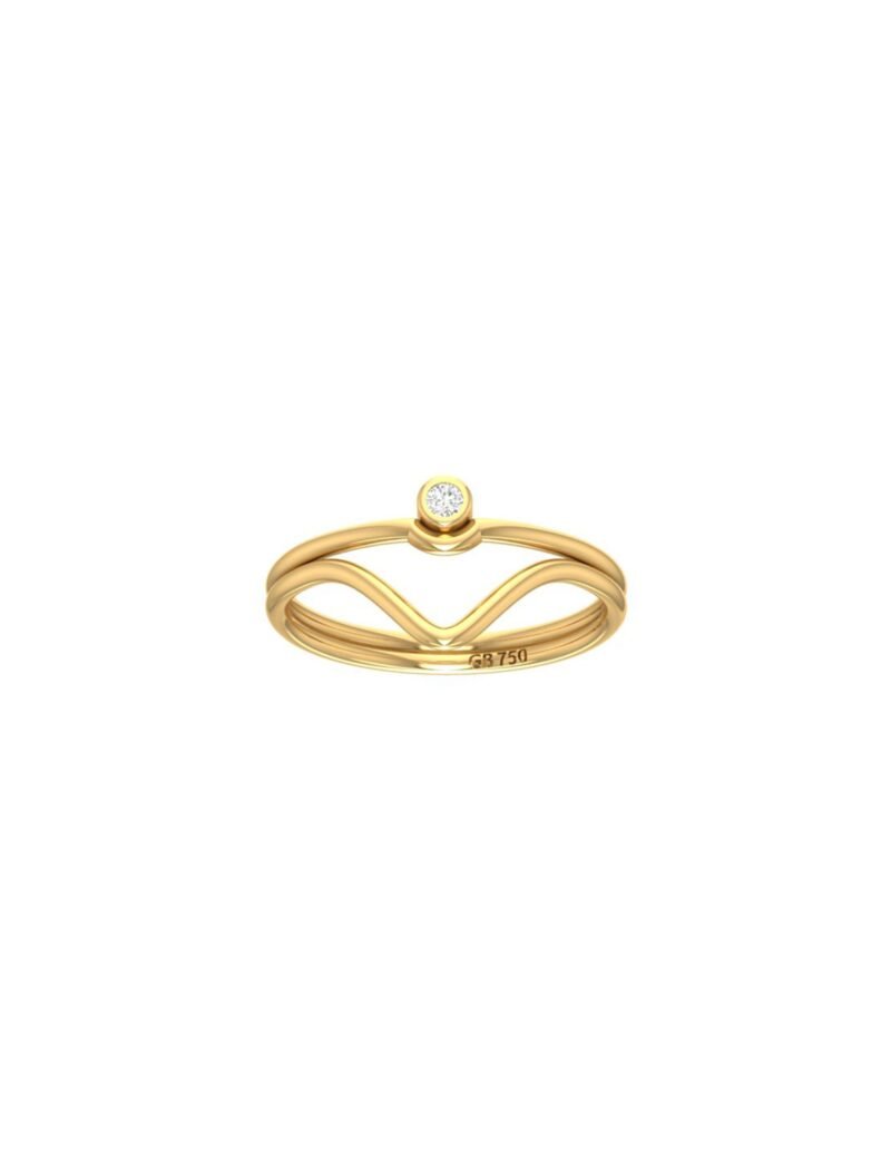 18K Gold V Sparkle Ring