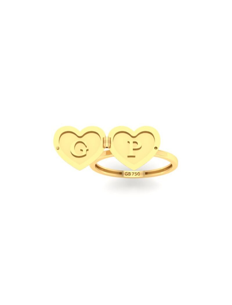18K Gold Heart Locket Ring