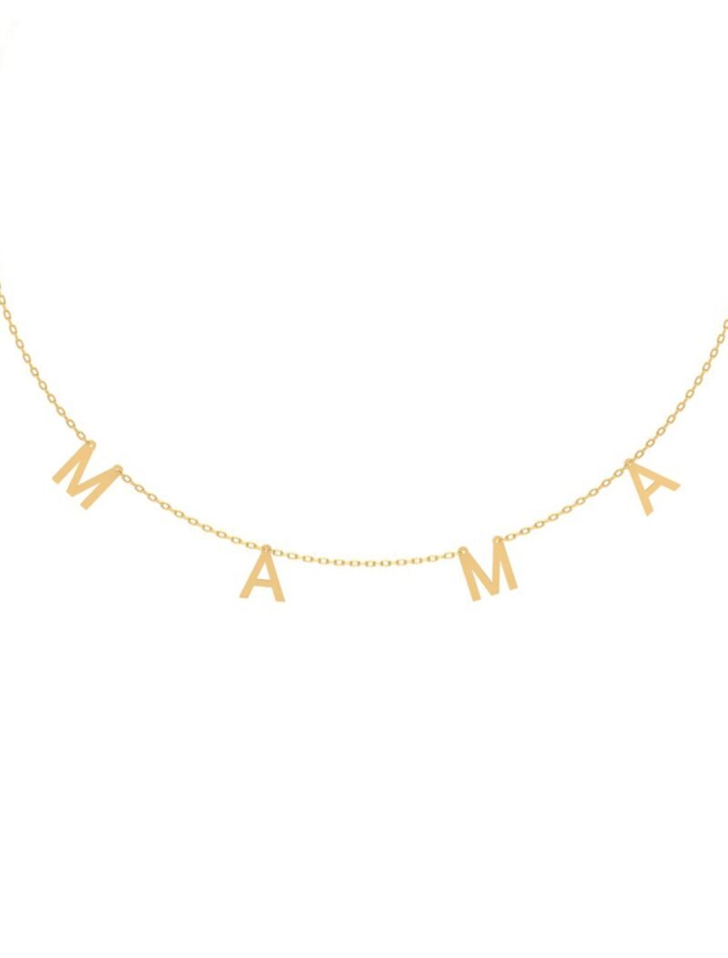 18K Gold Separated Letters Mama Necklace
