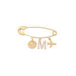 18K Gold Plane & Globe Newborn Safety Pin