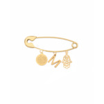 18k Gold Hamsa Hand & Ayatul Kursi Newborn Safety Pin