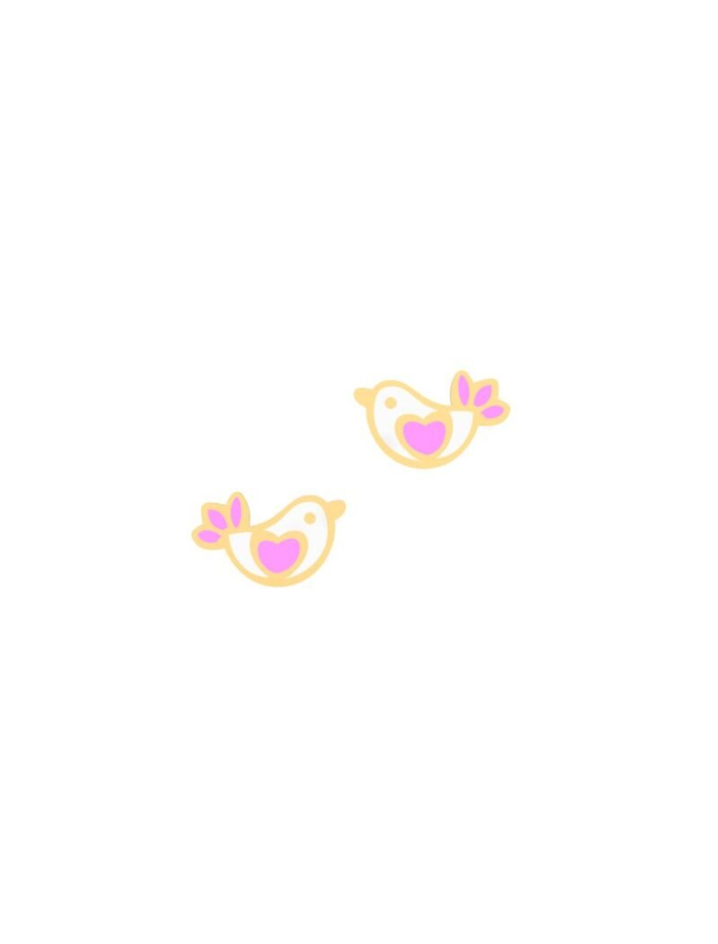 18k Gold Tropical Bird Newborn Earrings
