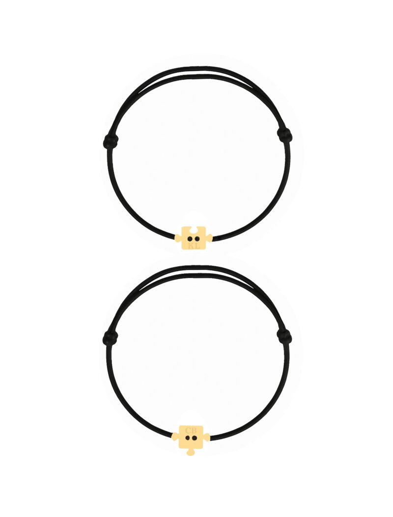 18K Gold Puzzle Matching Couple Bracelets