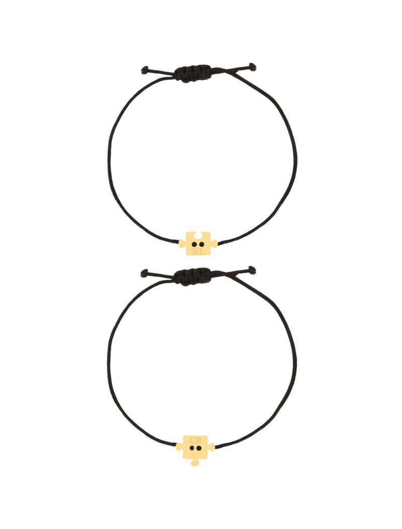 18K Gold Puzzle Matching Couple Bracelets