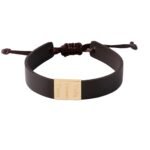 18K Gold Customized Thick Real Leather Men Bracelet