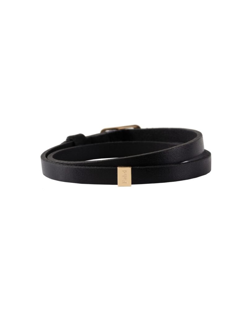 18K Gold Customized Thin Real Leather Men Bracelet