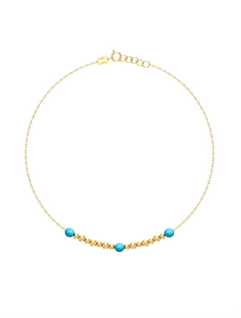 18K Gold Beaded Sophistication Anklet