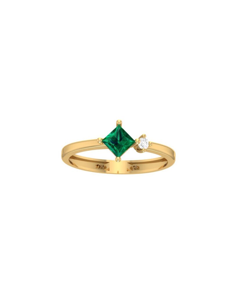 18K Gold Princess-Cut Accent Ring