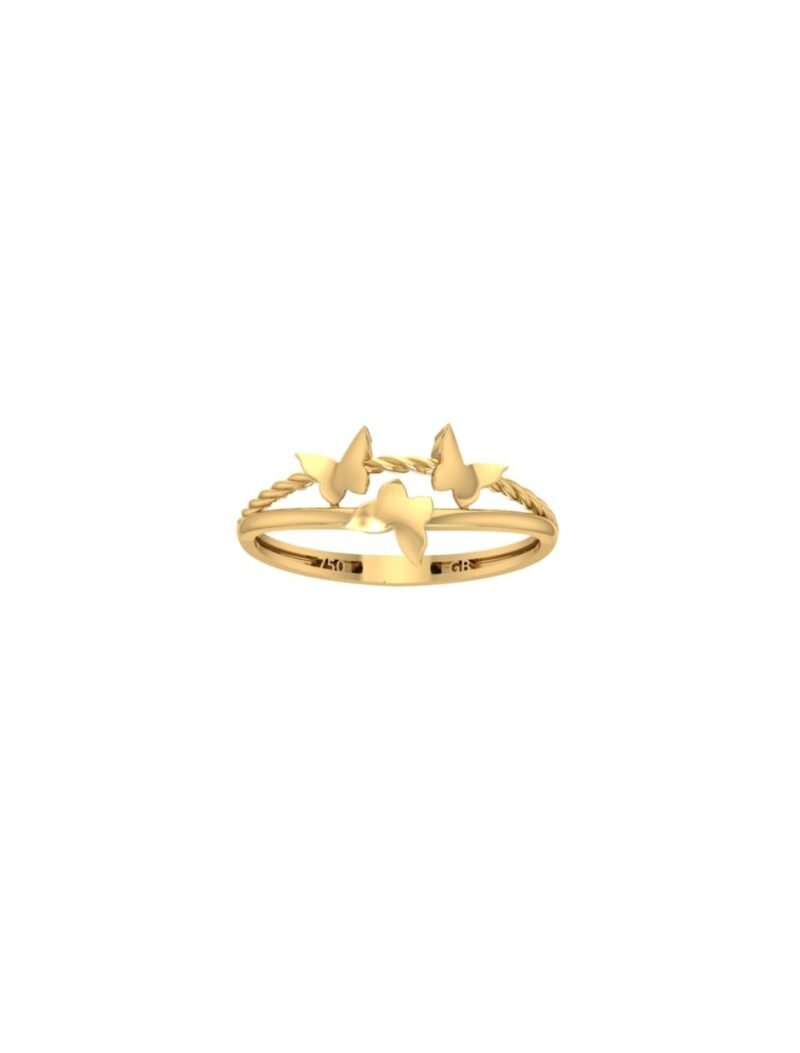 18K Gold Stacked Butterfly Silhouettes Ring