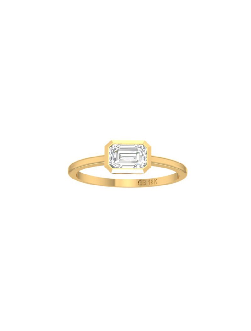 18K Gold Baguette Bezel Ring