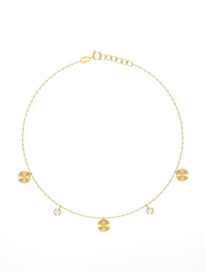 18K Gold Fluted Disks Anklet