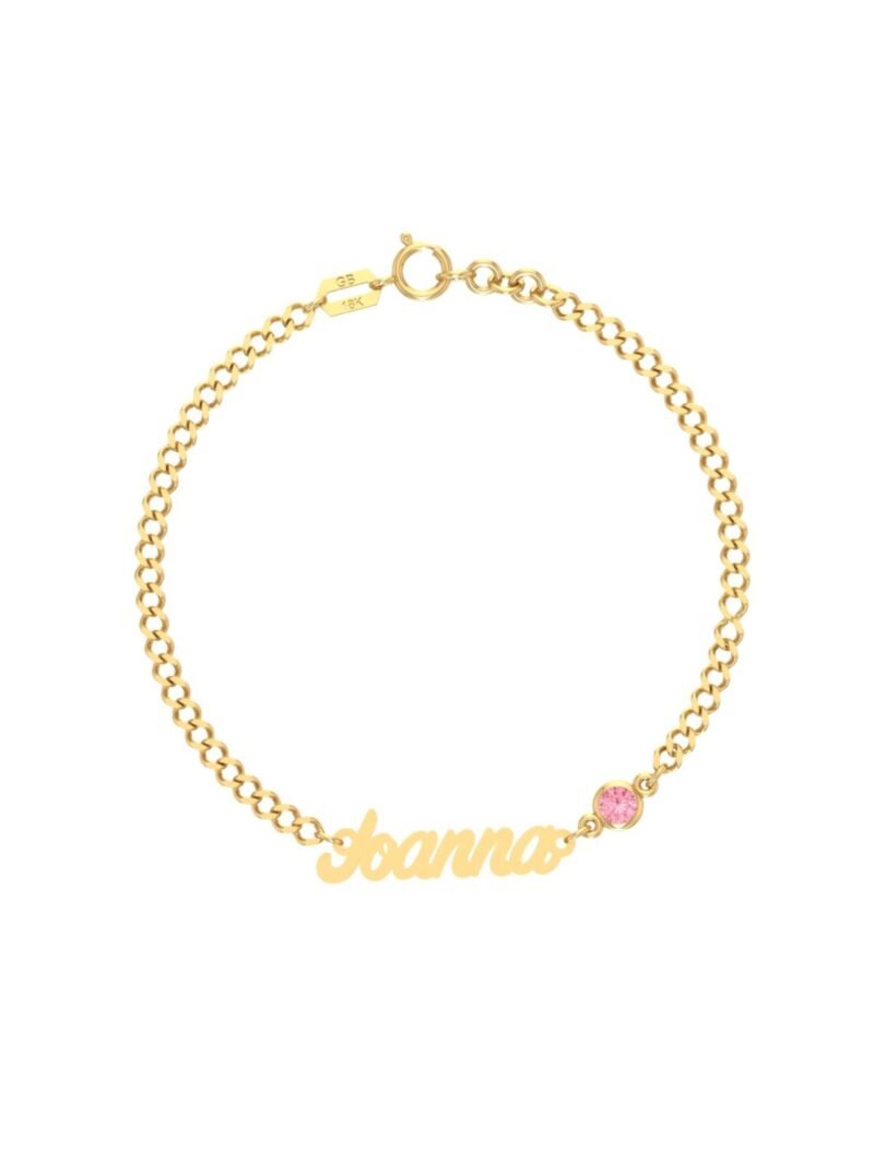 18K Gold Customized Name & Birthstone Bracelet