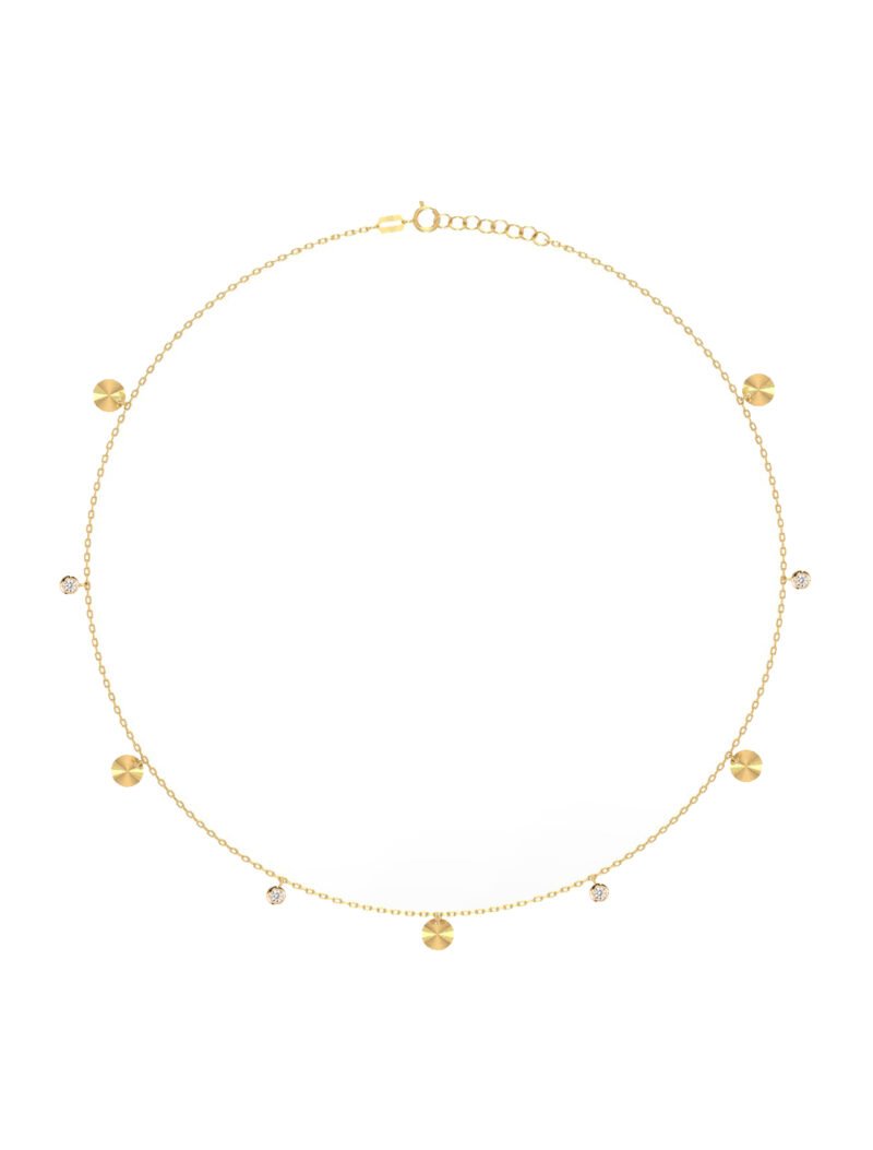18K Gold Fluted Disks Belly Chain