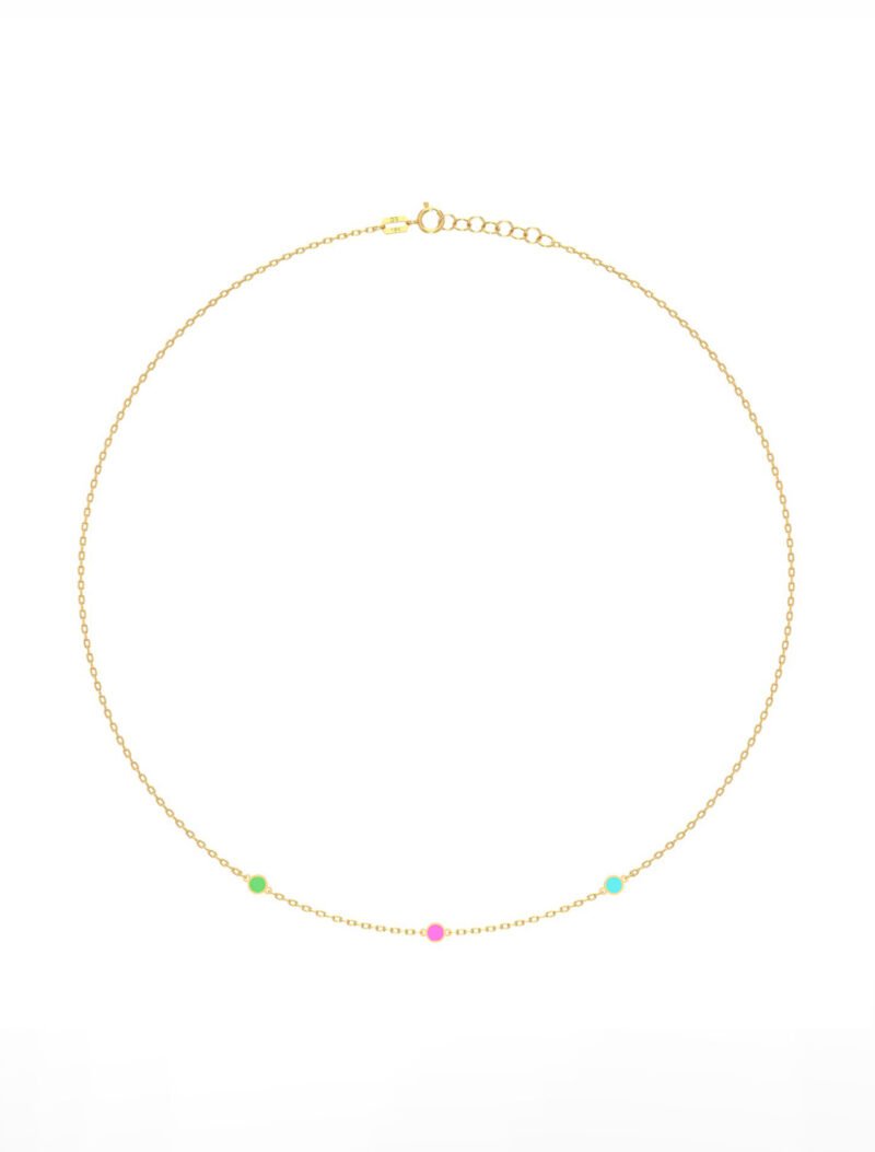 18K Gold Double-Sided Enamel Disks Belly Chain