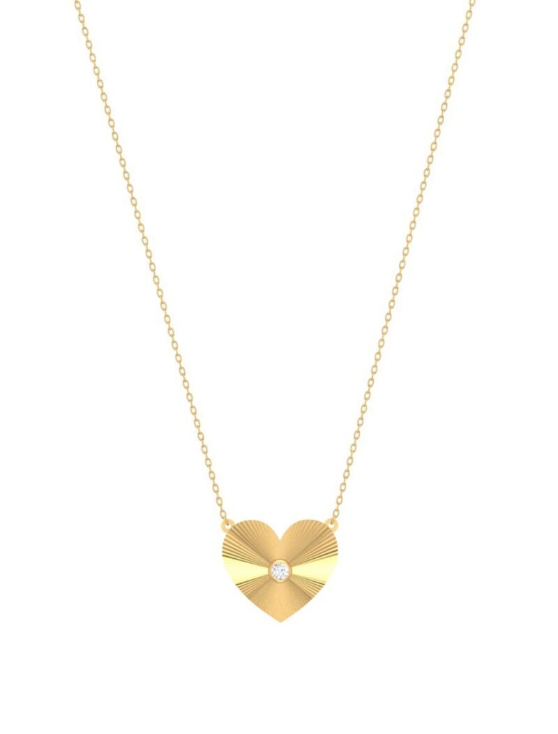 18K Gold Fluted Heart Necklace