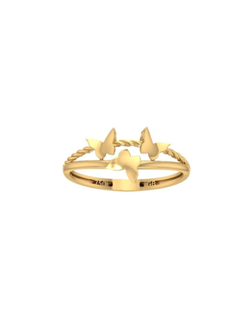 18K Gold Stacked Butterfly Silhouettes Ring