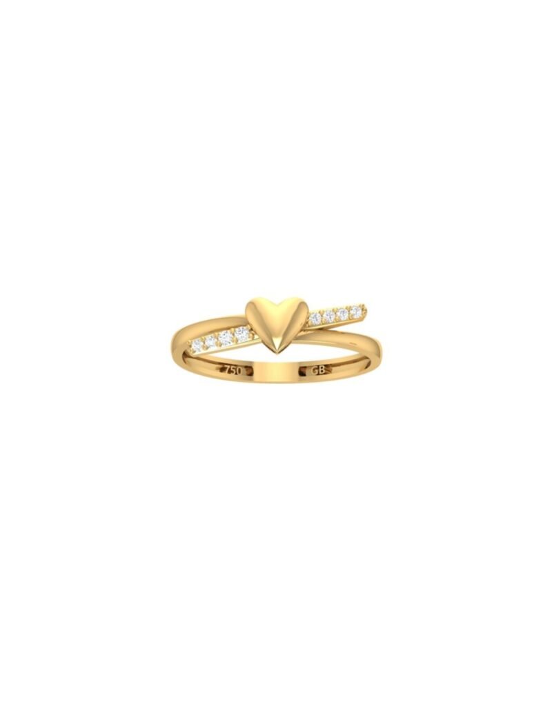 18K Gold Heart Streak Ring