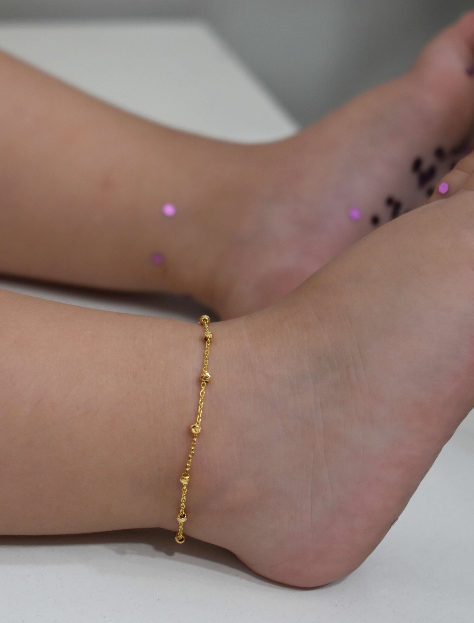 18K Gold Beaded Newborn Anklet. Garo Boyadjian Jewelry