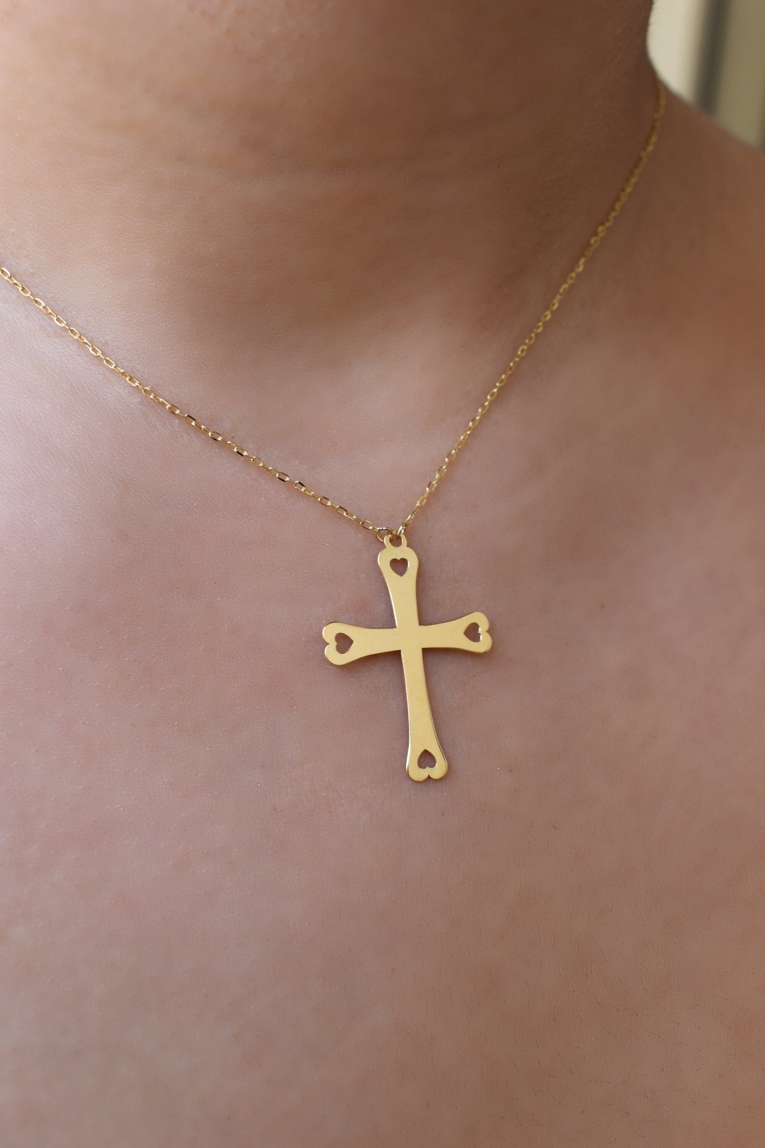 18K Gold Cross & Hearts Necklace - Garo Boyadjian Jewelry